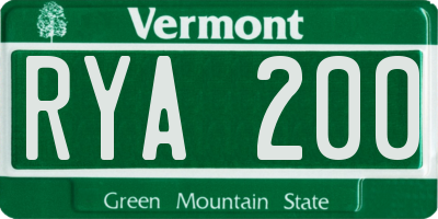 VT license plate RYA200