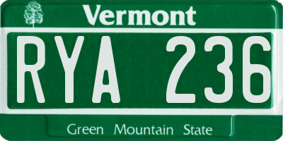 VT license plate RYA236