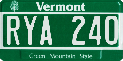VT license plate RYA240