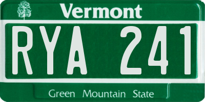 VT license plate RYA241