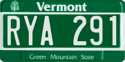 VT license plate RYA291