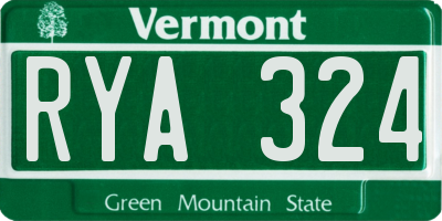 VT license plate RYA324