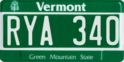 VT license plate RYA340