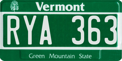 VT license plate RYA363