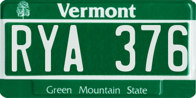VT license plate RYA376