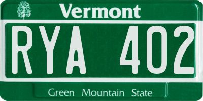 VT license plate RYA402
