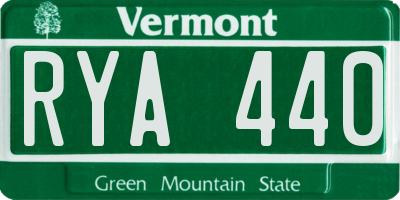 VT license plate RYA440