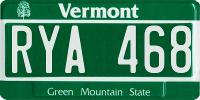 VT license plate RYA468