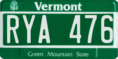 VT license plate RYA476