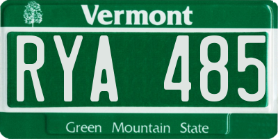 VT license plate RYA485