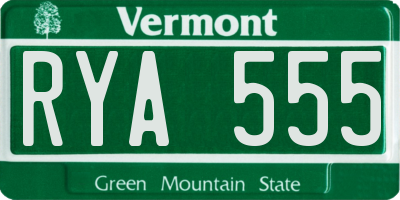 VT license plate RYA555