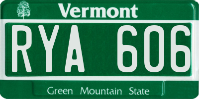 VT license plate RYA606