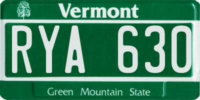 VT license plate RYA630