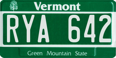 VT license plate RYA642