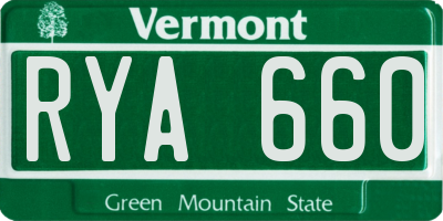 VT license plate RYA660