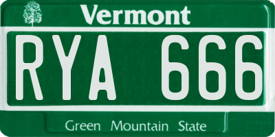 VT license plate RYA666