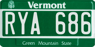 VT license plate RYA686