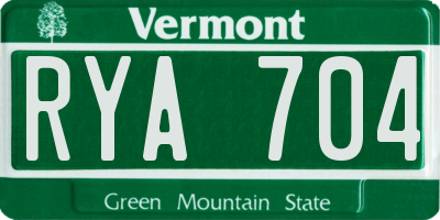 VT license plate RYA704