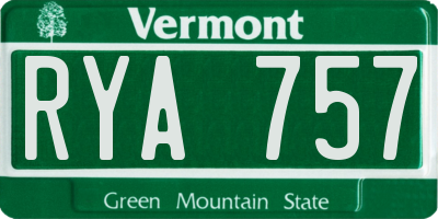 VT license plate RYA757