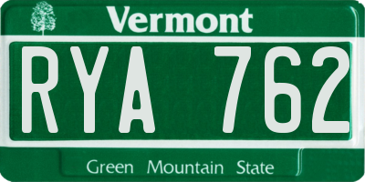 VT license plate RYA762