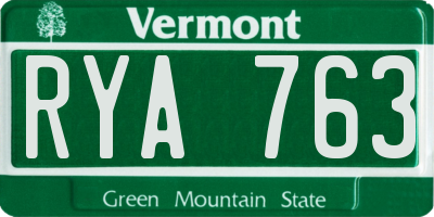 VT license plate RYA763