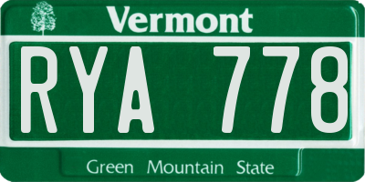 VT license plate RYA778