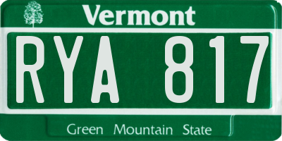 VT license plate RYA817