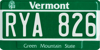 VT license plate RYA826