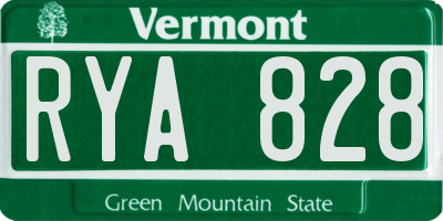 VT license plate RYA828