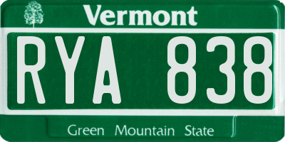 VT license plate RYA838