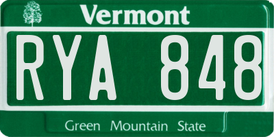 VT license plate RYA848