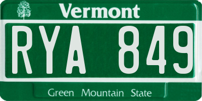 VT license plate RYA849