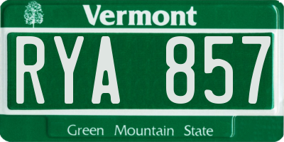 VT license plate RYA857
