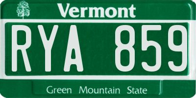 VT license plate RYA859