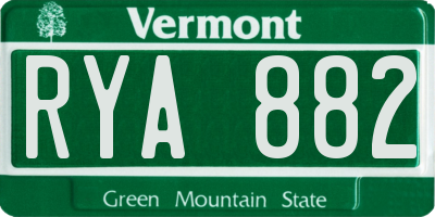 VT license plate RYA882
