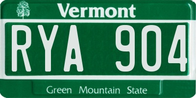 VT license plate RYA904