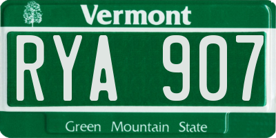 VT license plate RYA907