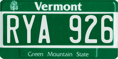 VT license plate RYA926