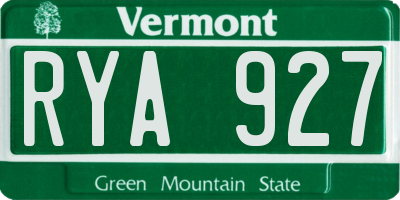 VT license plate RYA927