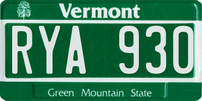 VT license plate RYA930
