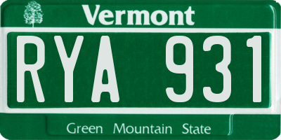 VT license plate RYA931