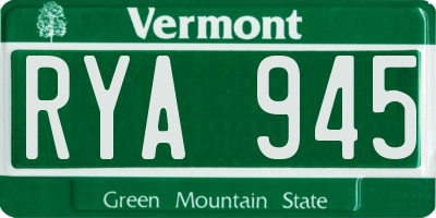 VT license plate RYA945