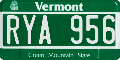 VT license plate RYA956