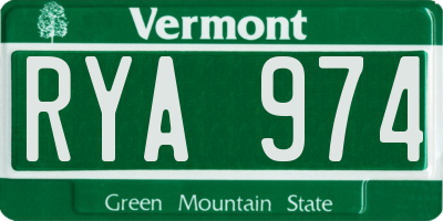 VT license plate RYA974