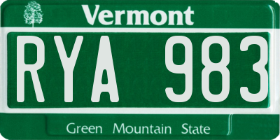 VT license plate RYA983