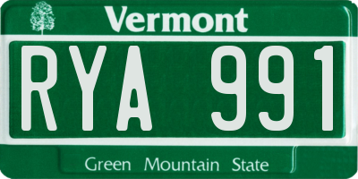 VT license plate RYA991