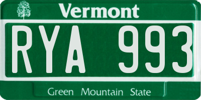 VT license plate RYA993