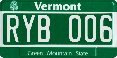 VT license plate RYB006