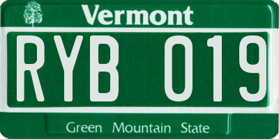 VT license plate RYB019
