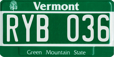 VT license plate RYB036